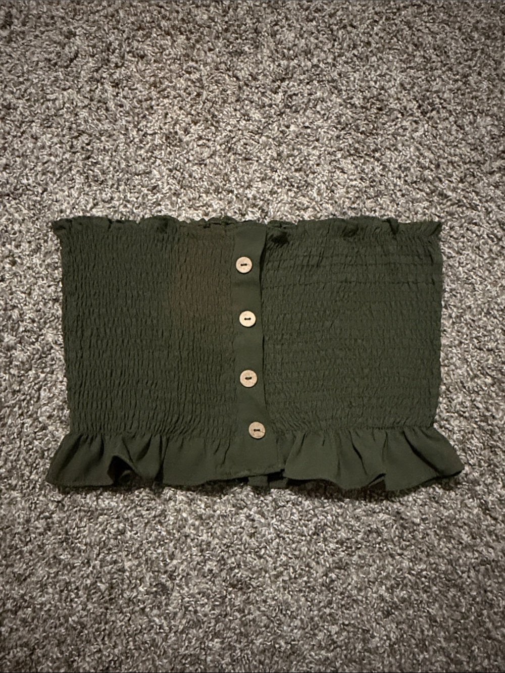Green Tube Top with Wooden Buttons